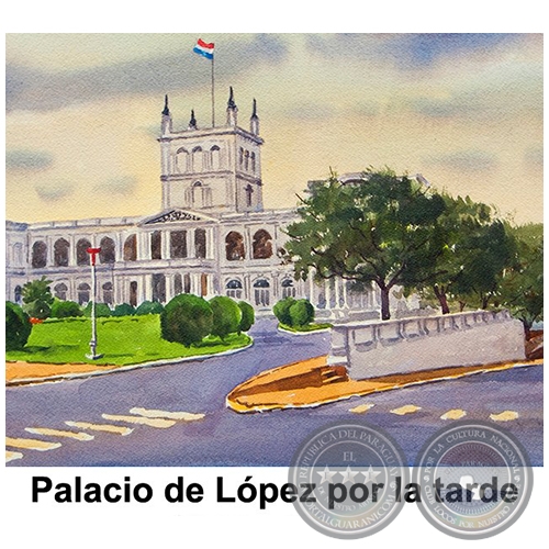 Palacio de Lpez por la tarde - Obra de Emili Aparici